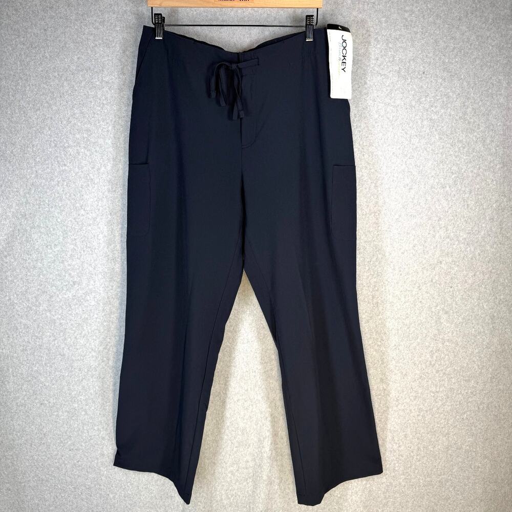 Jockey Pants Women's Navy Blue Size Large Stretch Drawstring Button Pockets